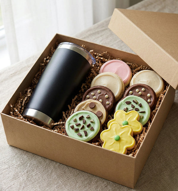 Black Coffee Tumbler & 12 Cookies Gift Set