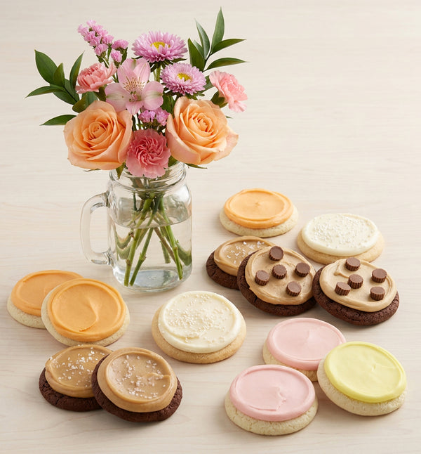 Blushing Beauty in Mason Jar & Cookie Gift Set