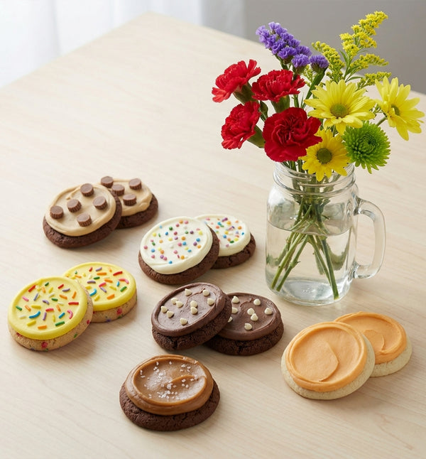 Bright Flowers Mason Jar & Cookie Gift Set