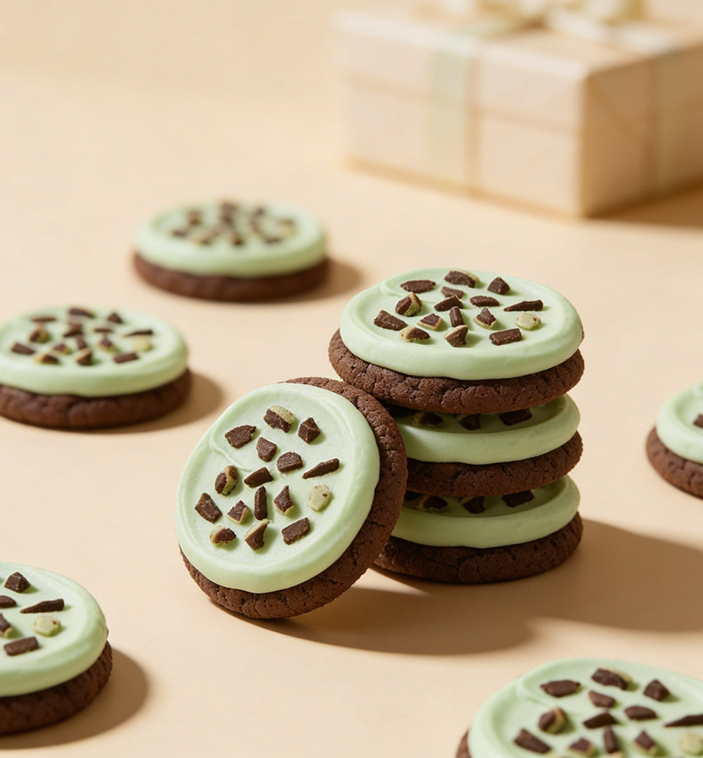Buttercream-Frosted Chocolate Mint Cookies Box