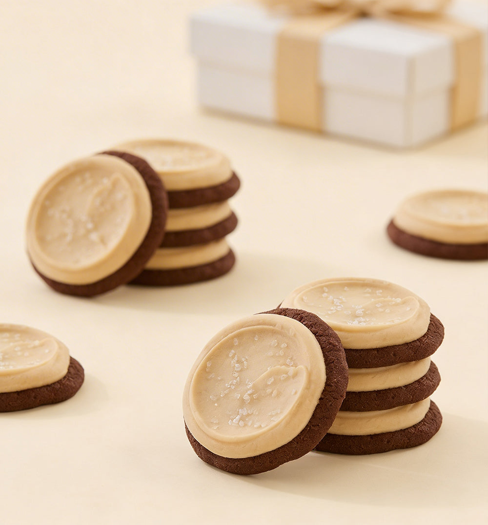 Buttercream-Frosted Salted Caramel Cookies Gift Box