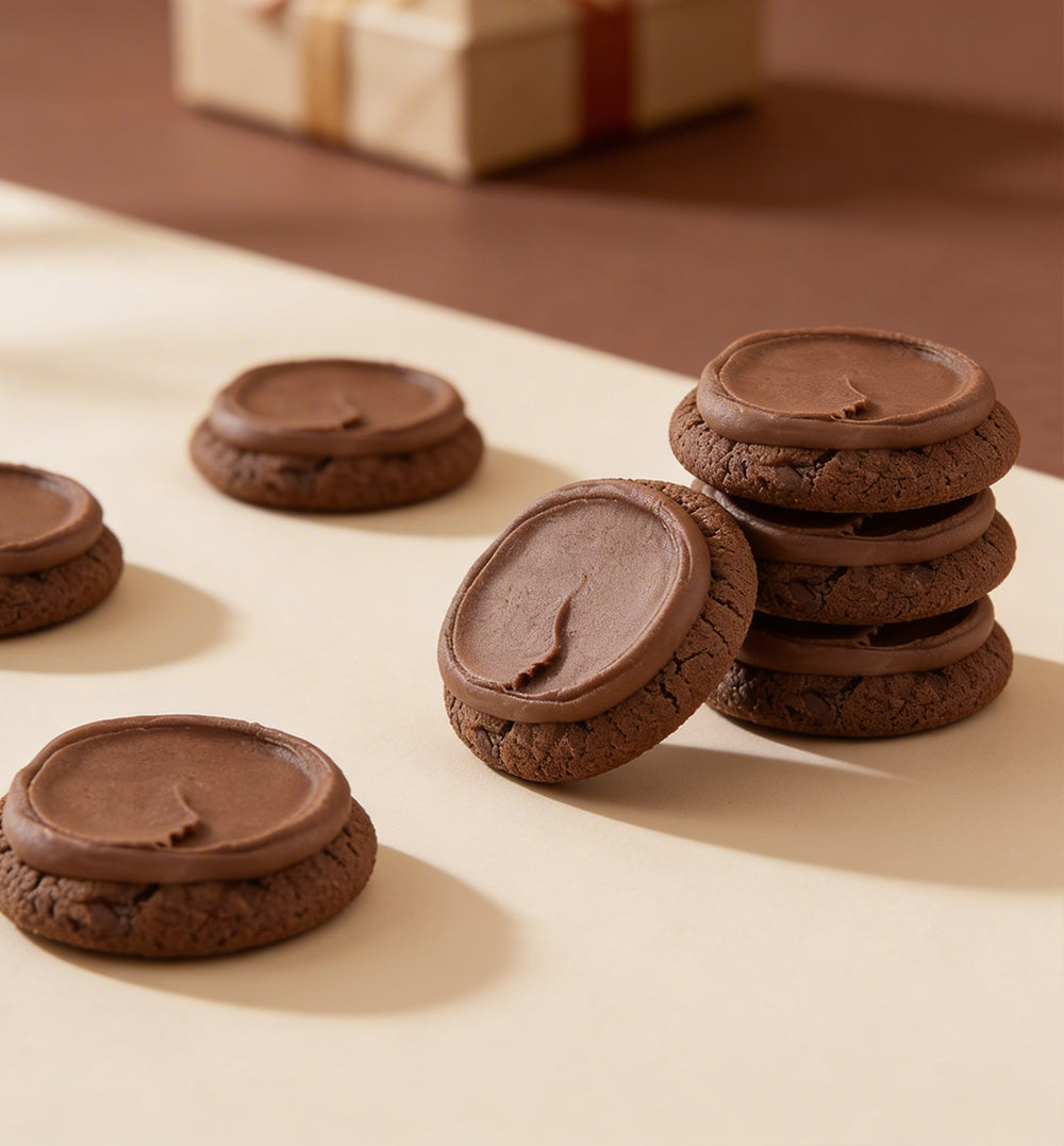 Buttercream-Frosted Triple Chocolate Cookies Gift Box