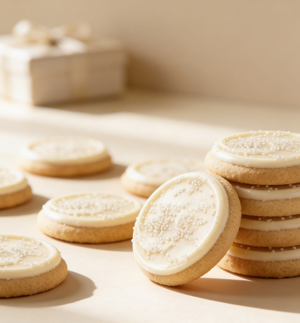 Buttercream-Frosted Wedding Cake Cookies Gift Box | Vanilla Cake-Flavored Treats