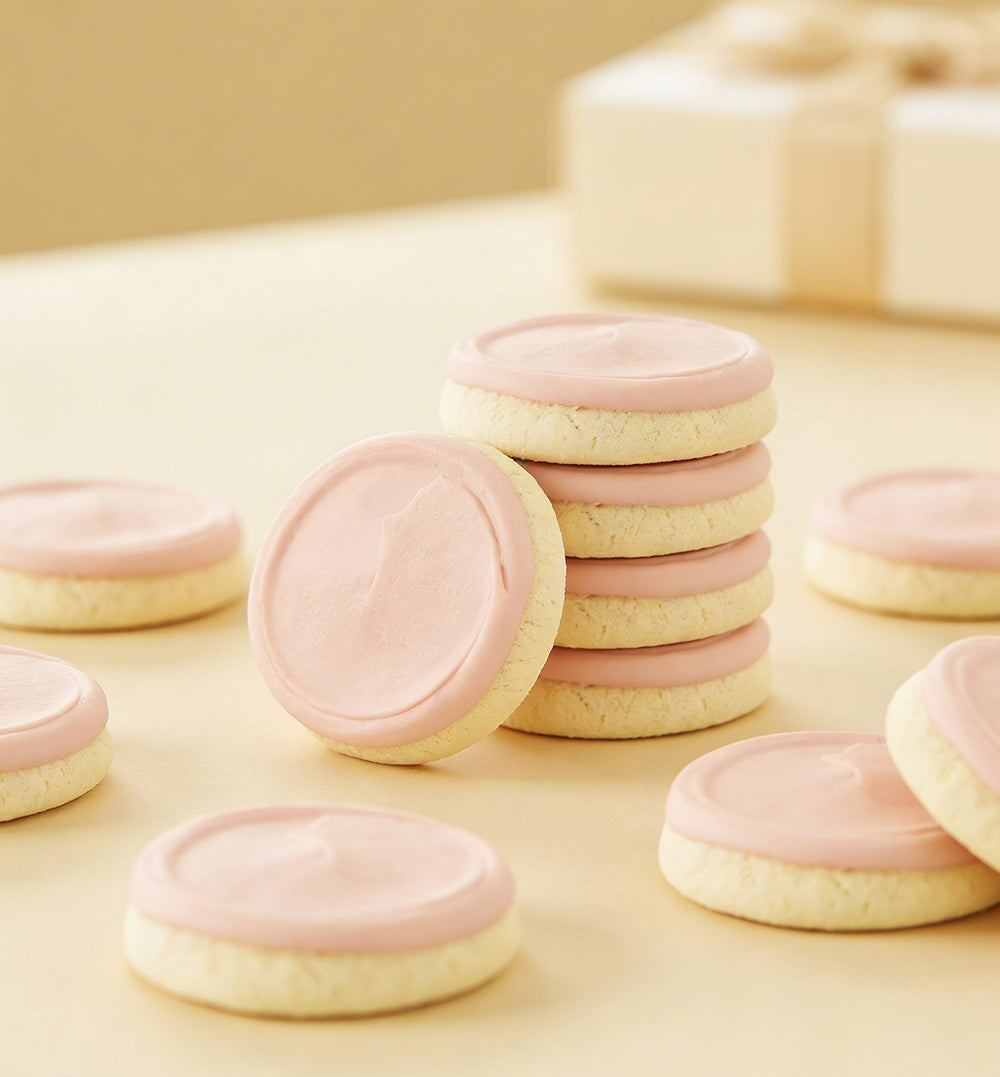 Buttercream Frosted Strawberry Citrus Pink Cookies Gift Box