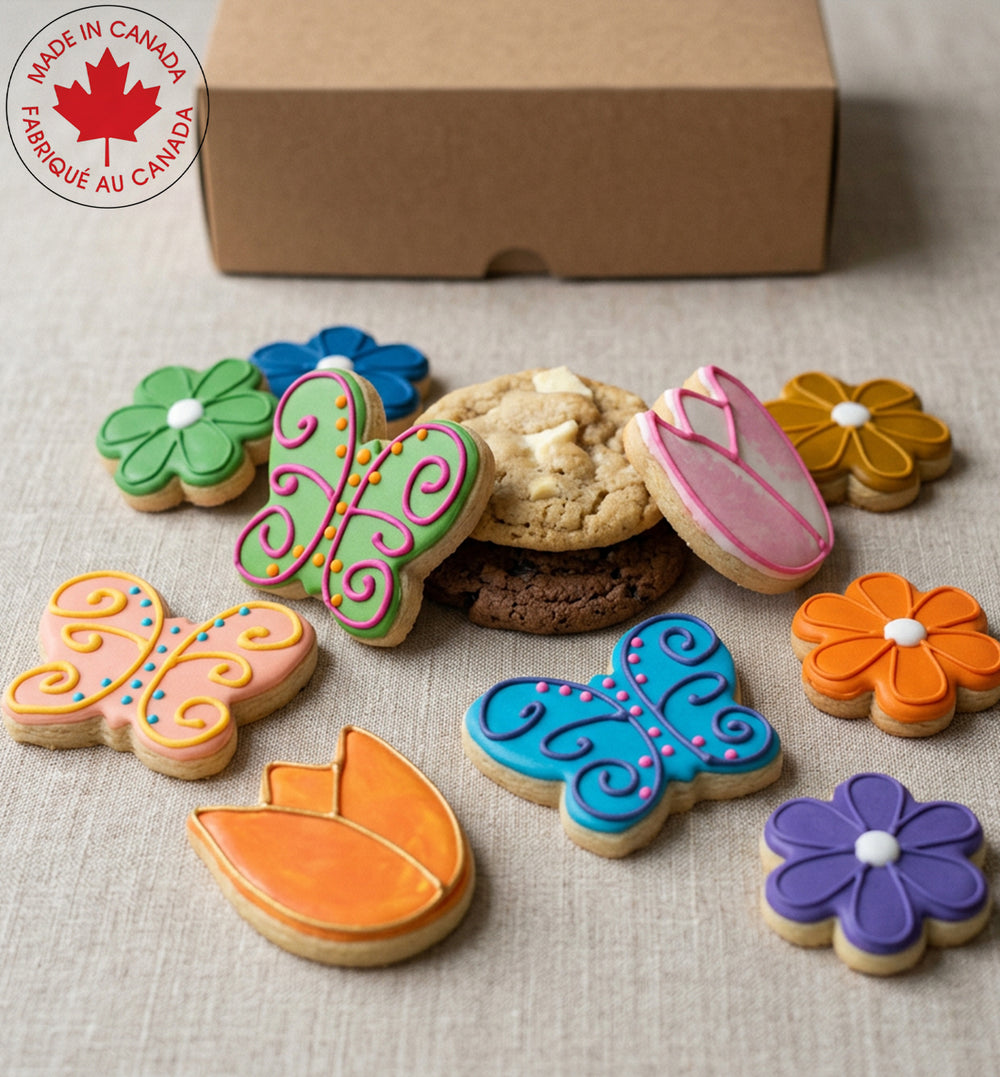 Classic Cookie Box with Flower and Butterflies Cookies