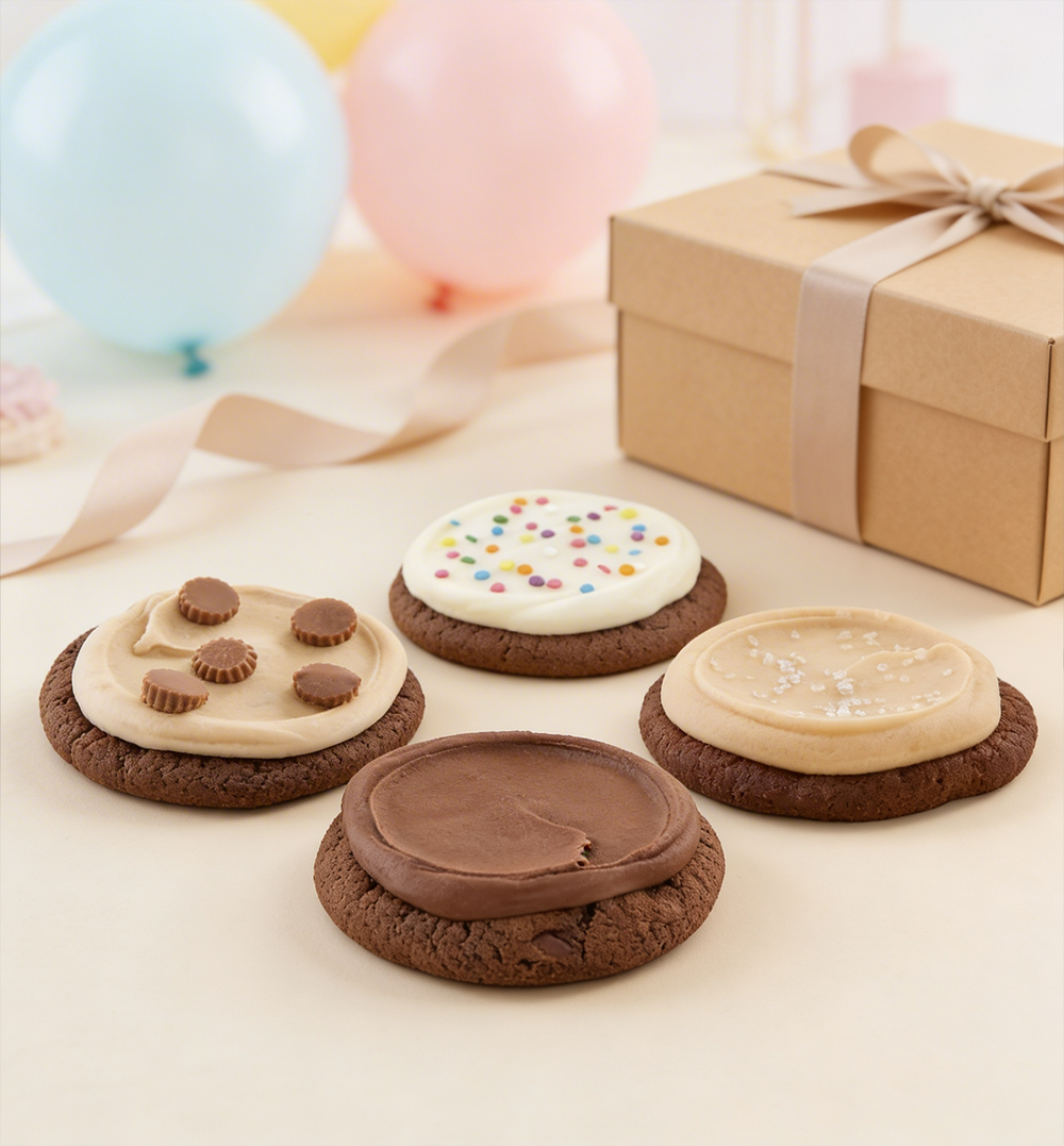 Birthday Cookie Gift Basket – 12 Gourmet Buttercream-Frosted Cookies