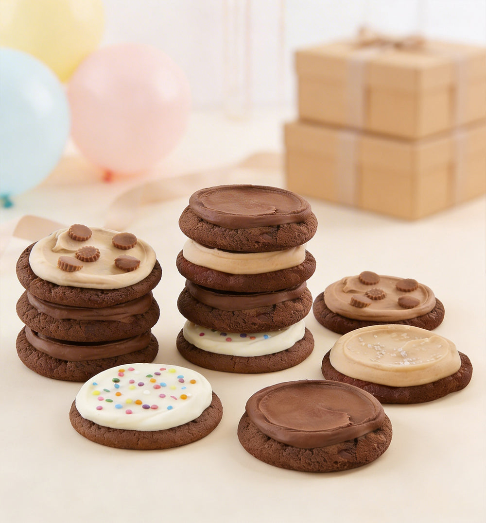 Birthday Cookie Gift Basket – 24 Gourmet Buttercream-Frosted Cookies