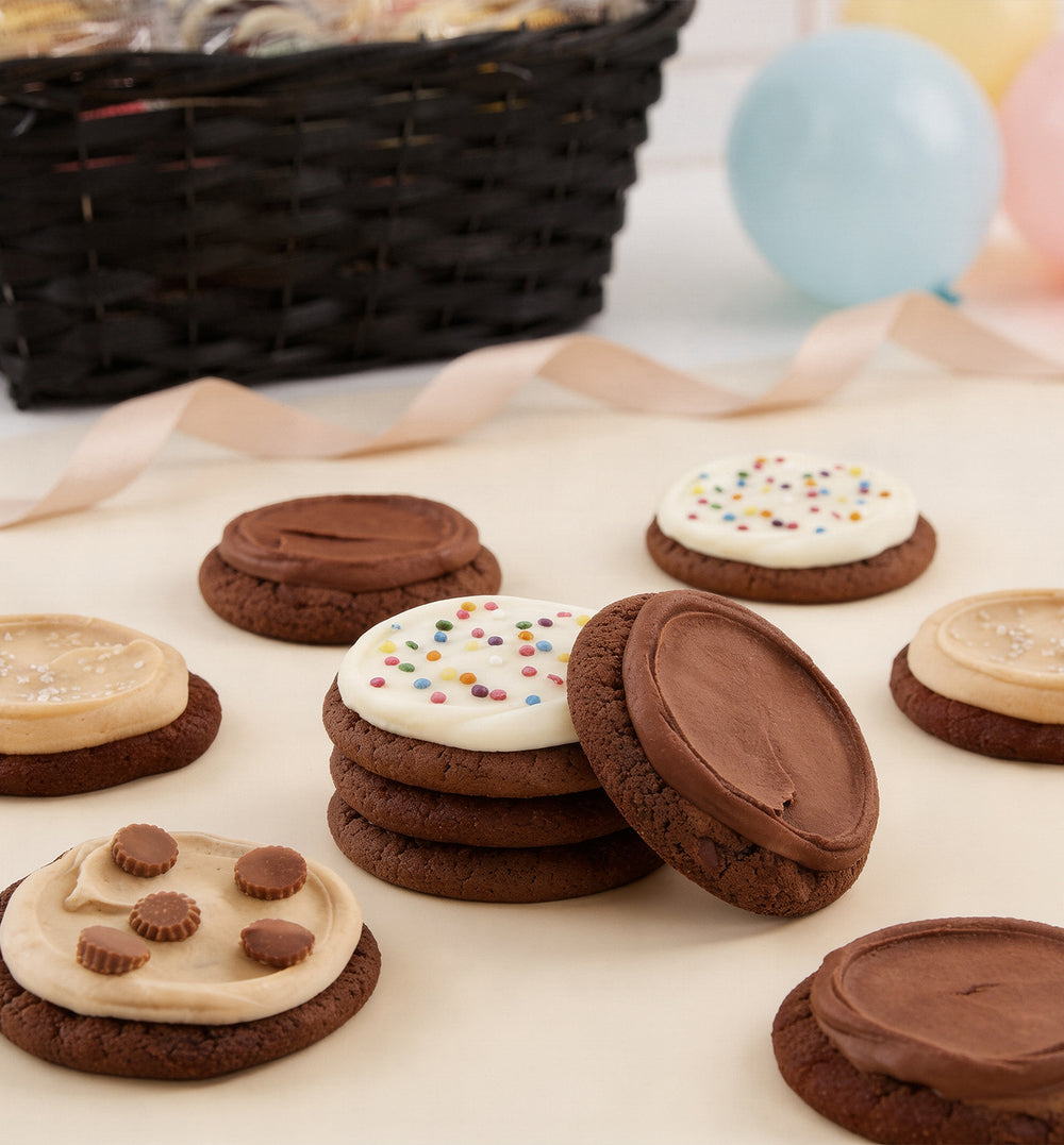 Birthday Cookie Gift Basket – 36 Gourmet Buttercream-Frosted Cookies