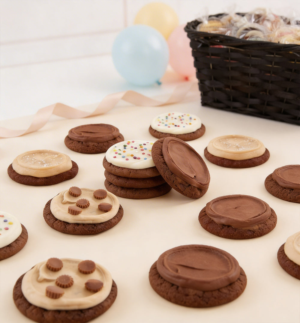 Birthday Cookie Gift Basket – 48 Gourmet Buttercream-Frosted Cookies