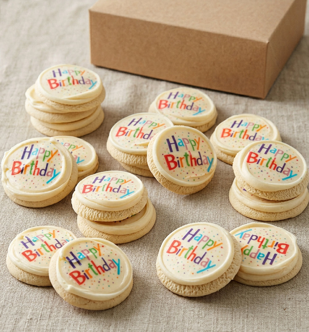 Happy Birthday Buttercream Frosted Cookies