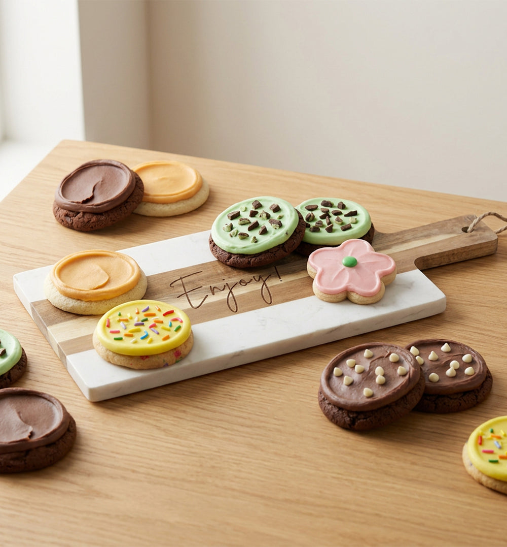 Marble Cutting Board & 12 Cookies Set