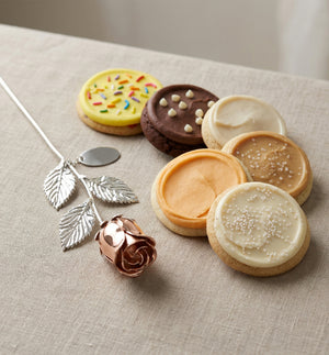 Metal Rose & Dozen Cookies Gift Set