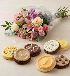 Pink Charm Bouquet & Cookie Gift Set