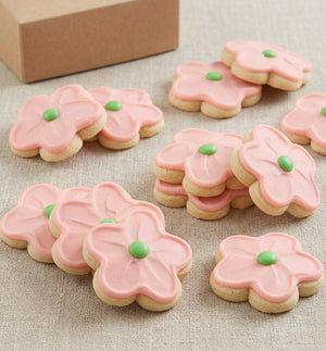 Pink Frosted Flower Butter Cookies