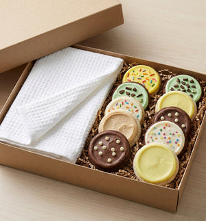 Waffle Weave Dish Towel & 12 Cookies Gift Set