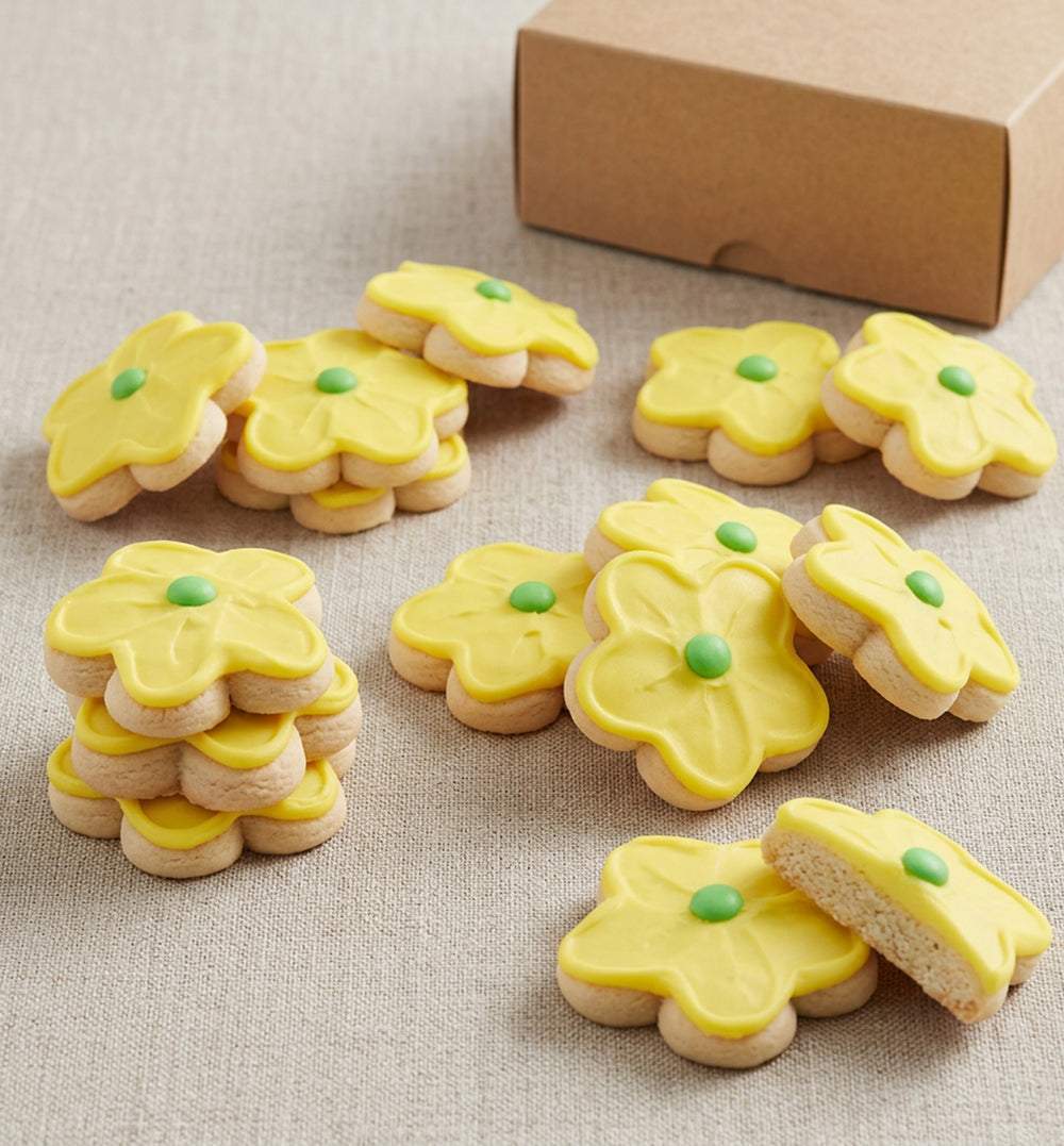Yellow Frosted Flower Butter Cookies